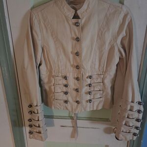 Women's Tan Button-Detail Utility Jacket